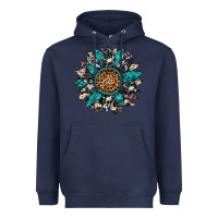 Navy cowhide leopard serape gemstone  sunflower Heavyweight Hoodie - Artiststas