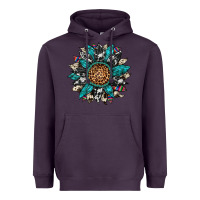 Plum cowhide leopard serape gemstone  sunflower Heavyweight Hoodie - Artiststas