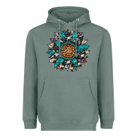 Sage cowhide leopard serape gemstone  sunflower Heavyweight Hoodie - Artiststas