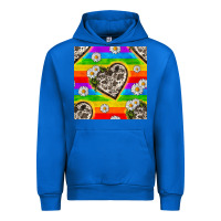 Cobalt Pride LGBTQ+ Cowhide Hearts And Daisy Patterns Urban Hoodie - BundleAndBundleShop