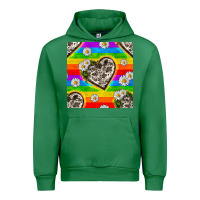 Emerald Pride LGBTQ+ Cowhide Hearts And Daisy Patterns Urban Hoodie - BundleAndBundleShop