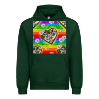 Forest Green Pride LGBTQ+ Cowhide Hearts And Daisy Patterns Urban Hoodie - BundleAndBundleShop