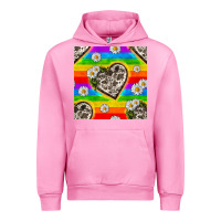 Fuchsia Pink Pride LGBTQ+ Cowhide Hearts And Daisy Patterns Urban Hoodie - BundleAndBundleShop