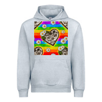 Heather Grey Pride LGBTQ+ Cowhide Hearts And Daisy Patterns Urban Hoodie - BundleAndBundleShop