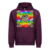 Mauve Wine Pride LGBTQ+ Cowhide Hearts And Daisy Patterns Urban Hoodie - BundleAndBundleShop