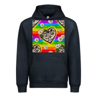 Navy Pride LGBTQ+ Cowhide Hearts And Daisy Patterns Urban Hoodie - BundleAndBundleShop
