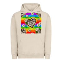 Pigment French Oak Pride LGBTQ+ Cowhide Hearts And Daisy Patterns Urban Hoodie - BundleAndBundleShop