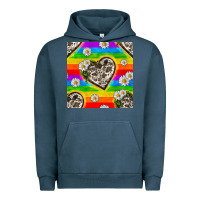 Pigment Midnight Navy Pride LGBTQ+ Cowhide Hearts And Daisy Patterns Urban Hoodie - BundleAndBundleShop