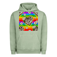 Pigment Oil Green Pride LGBTQ+ Cowhide Hearts And Daisy Patterns Urban Hoodie - BundleAndBundleShop