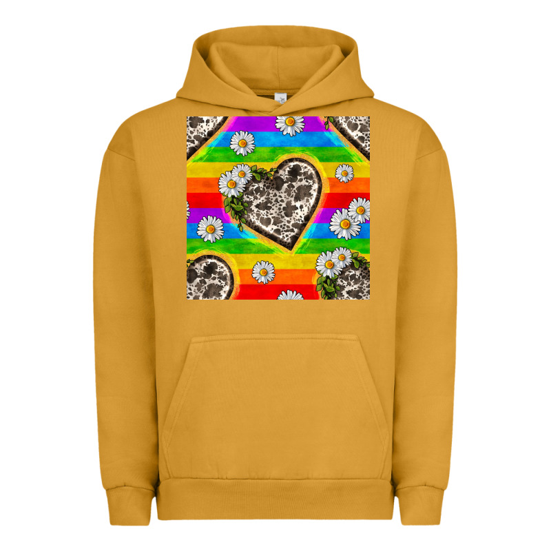Pride Lgbtq+ Cowhide Hearts And Daisy Patterns Urban Hoodie by BundleAndBundleShop | Teevron