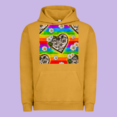 Pride Lgbtq+ Cowhide Hearts And Daisy Patterns Urban Hoodie Designed By Bundleandbundleshop