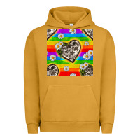 Pigment Peanut Butter Pride LGBTQ+ Cowhide Hearts And Daisy Patterns Urban Hoodie - BundleAndBundleShop