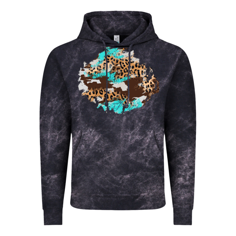 Cowhide Leopard Turquoise Patch Vintage Hoodie by AdoDesignShop | Teevron