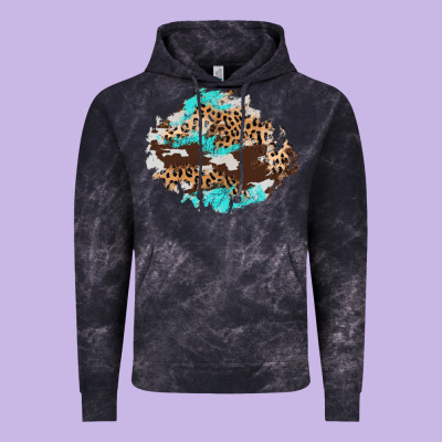Cowhide Leopard Turquoise Patch Vintage Hoodie Designed By Adodesignshop