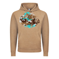Vintage Coffee cowhide leopard turquoise patch Vintage Hoodie - AdoDesignShop