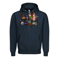 Navy halloween farm animals truck Zipper Hoodie - RacoonDesign