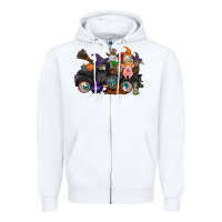 White halloween farm animals truck Zipper Hoodie - RacoonDesign