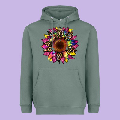 Tie Dye Leopard Sunflower Heavyweight Hoodie Designed By Artiststas
