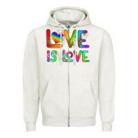 Oatmeal Heather love is love Zipper Hoodie - HRA Design Shop