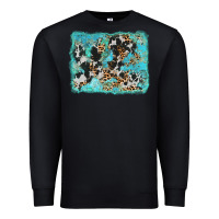 Black turquoise cowhide leopard background Premium Sweatshirt - AdoDesignShop