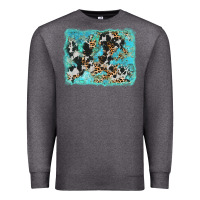 Charcoal Heather turquoise cowhide leopard background Premium Sweatshirt - AdoDesignShop