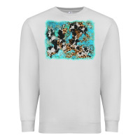 Dove Grey turquoise cowhide leopard background Premium Sweatshirt - AdoDesignShop