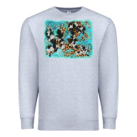 Heather Grey turquoise cowhide leopard background Premium Sweatshirt - AdoDesignShop