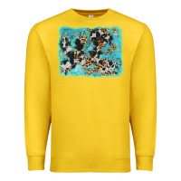 Lemon turquoise cowhide leopard background Premium Sweatshirt - AdoDesignShop