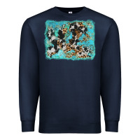Navy turquoise cowhide leopard background Premium Sweatshirt - AdoDesignShop