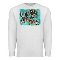Oatmeal Heather turquoise cowhide leopard background Premium Sweatshirt - AdoDesignShop