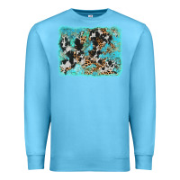 Ocean Blue turquoise cowhide leopard background Premium Sweatshirt - AdoDesignShop