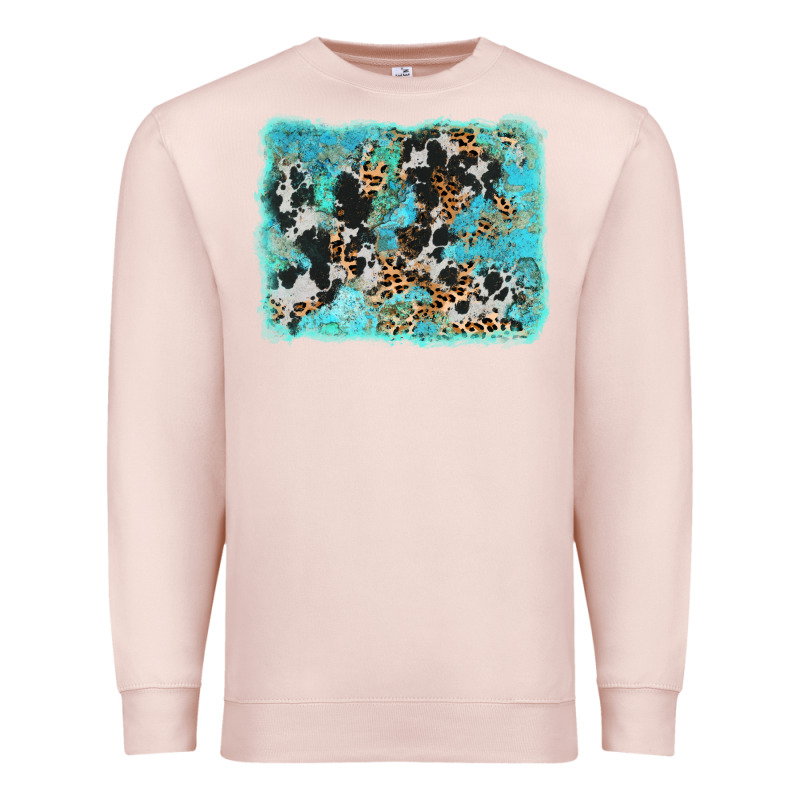 Turquoise Cowhide Leopard Background Premium Sweatshirt by AdoDesignShop | Teevron