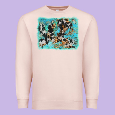 Turquoise Cowhide Leopard Background Premium Sweatshirt Designed By Adodesignshop
