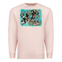 Pale Pink turquoise cowhide leopard background Premium Sweatshirt - AdoDesignShop