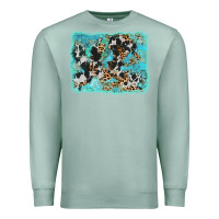 Seafoam turquoise cowhide leopard background Premium Sweatshirt - AdoDesignShop