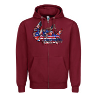 Burgundy america Zipper Hoodie - CowhideDigitalArt