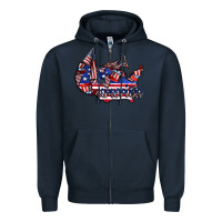 Navy america Zipper Hoodie - CowhideDigitalArt