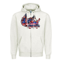 Oatmeal Heather america Zipper Hoodie - CowhideDigitalArt