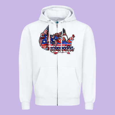 America Zipper Hoodie Designed By Cowhidedigitalart
