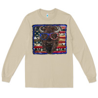 Mushroom bison with american flag and glasses Long Sleeve Tee - RanaPortraitStore