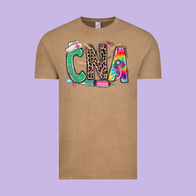 Vintage Tee cna nurse tie dye leopard