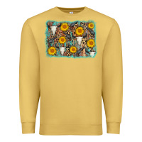 Antique Gold cow skull sunflower background Premium Sweatshirt - AdoDesignShop