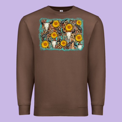 Cow Skull Sunflower Background Premium Sweatshirt Designed By Adodesignshop