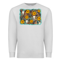 Dove Grey cow skull sunflower background Premium Sweatshirt - AdoDesignShop