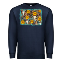 Navy cow skull sunflower background Premium Sweatshirt - AdoDesignShop