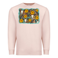 Pale Pink cow skull sunflower background Premium Sweatshirt - AdoDesignShop