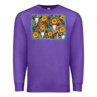 Purple cow skull sunflower background Premium Sweatshirt - AdoDesignShop