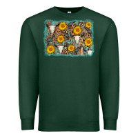 Sports Green cow skull sunflower background Premium Sweatshirt - AdoDesignShop