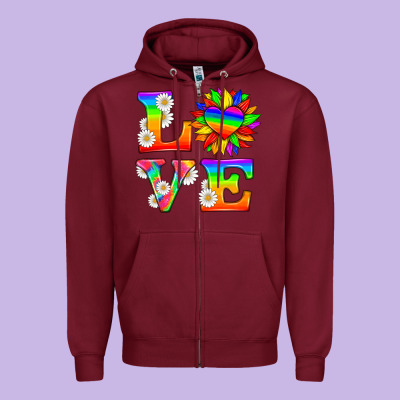 Love And Sunflower Zipper Hoodie Designed By Hra Design Shop