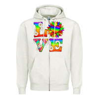Oatmeal Heather love and sunflower Zipper Hoodie - HRA Design Shop